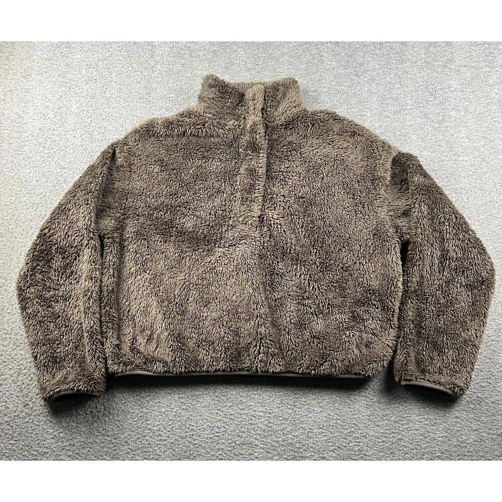 H&M Women's Brown Fleece Jacket with‎ Snap Button Closure Size Small